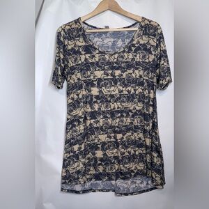 LuLaRoae Short Sleeve Tunic Top Floral Print Size Medium Whimsygoth
